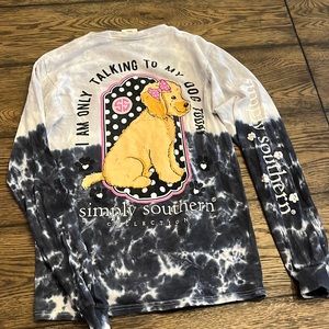 Tie dye, dog themed Simply Southern long sleeve shirt